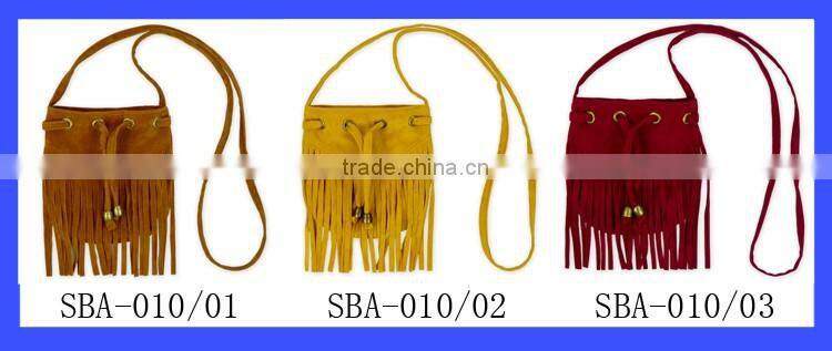 Children Girls Small Fringe Faux Lether Brown Shoulder Bag With Strap