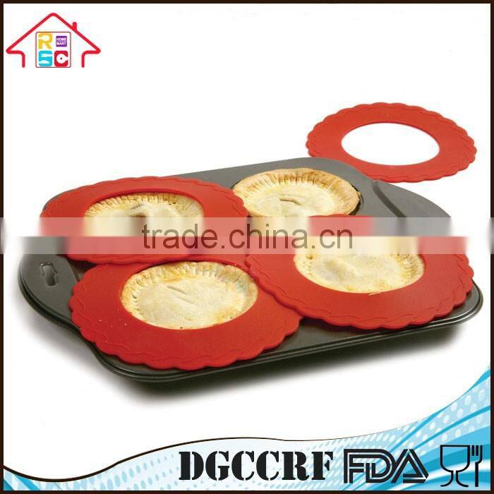 NBRSC Reusable Mini Pie Pan Crust Shields Silicone Cover Set of 4