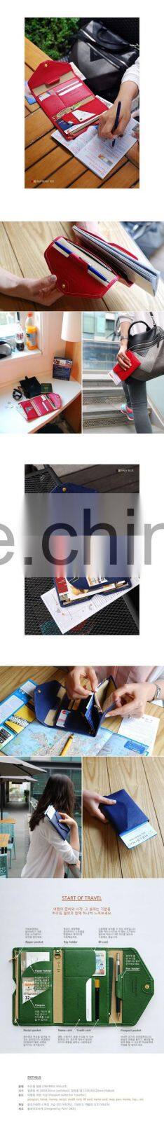 Multifunction Rfid blocking leather passport holder wallet/ PU travel document holder