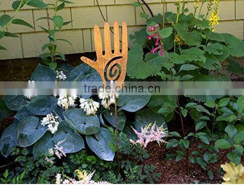 wholesale metal yard art Open Star hand heart Decorative wrought iron garden stake outdoor decoration