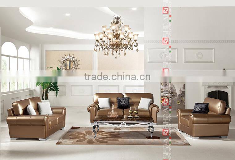 living room leather sofa, natural leather sofa, brown and beige leather sofa LV-956RE