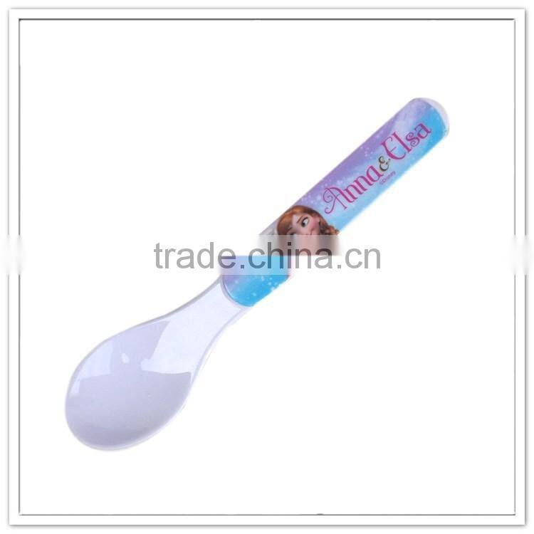 Food grade material 100% mealtime feeding kids plastic spoons with princess printing