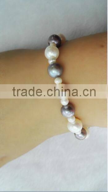 Grade AA multicolors 3-10mm round freshwater pearl bracelet