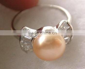 2014 latest fashion round pink lady Tahitian Pearl Ring