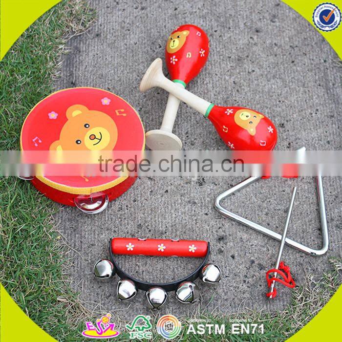 wholesale professional preschool wooden musical instrument toy,wooden percussion set toy for children W07A089