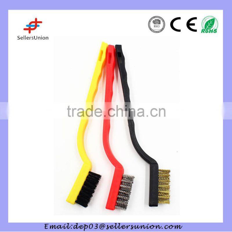 zinc coated wire brush with3 colors plastic handle