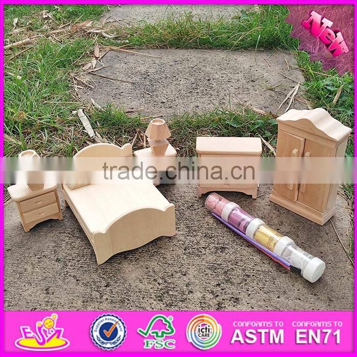 2017 Best kids doll furniture toys wooden coloring toy for sale W03A085-S