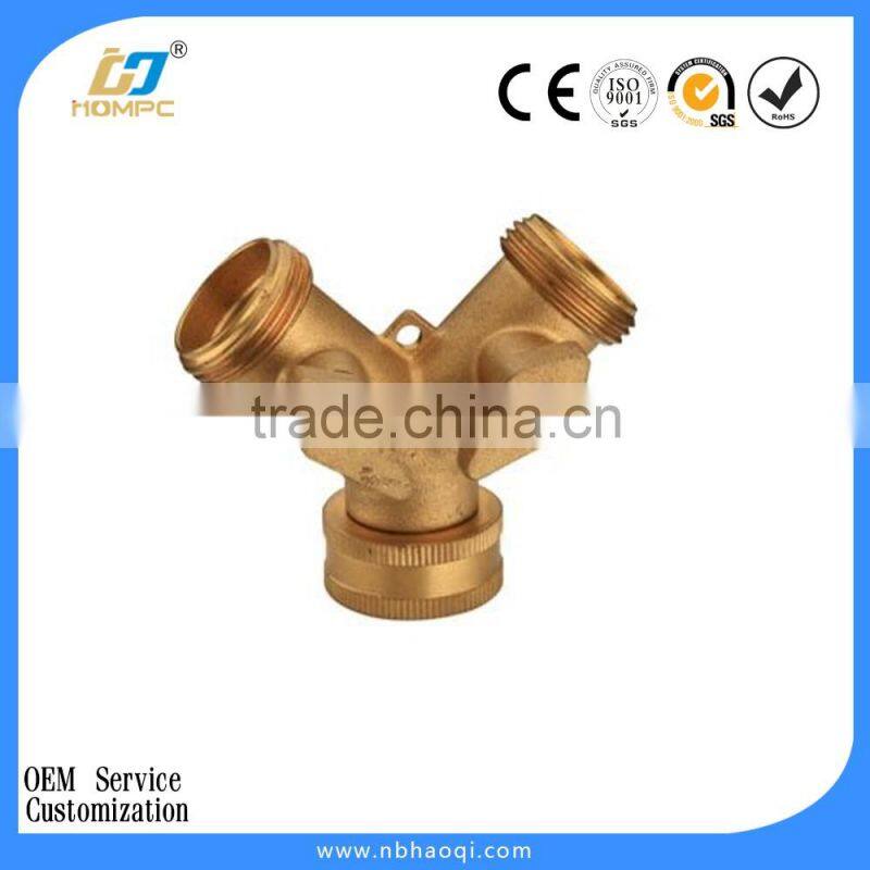 Short Brass 3-ways Y shape hose connector