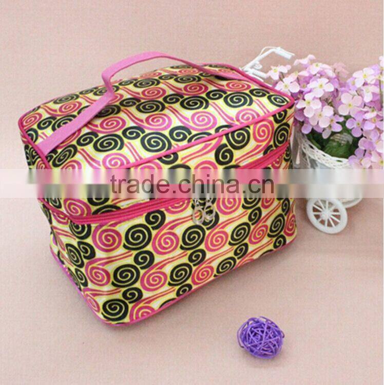 Fashion printed women make up bags / Promotional cosmetic zipper bags with mirror /
