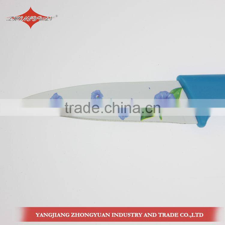 5 pcs set of non-stick coated/colorful flower printing kitchen knives