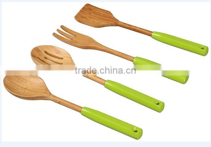 Totally natural bambu kitchen utensils with silicone handle
