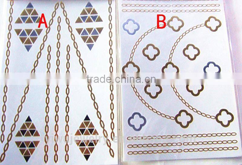 T002-005 cheap glitter environmental tattoo paper metallic gold removal wholesaler temporary anklet tattoo sticker