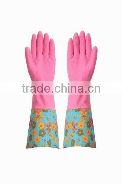 Household all purpose Retro funky floral design rubber gloves wash up