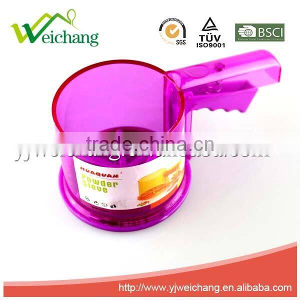 WCJ531 New Design fashion colorful cake baking tools colorful plastic commercial flour sifter
