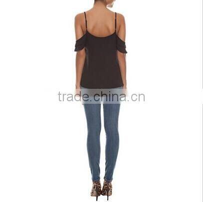 Woman Blouses Sexy Sleeveless Chiffon Ruffle Plus Size Ladies Blouses Casual Tops Clothing 2015 New Summer 4 Colors