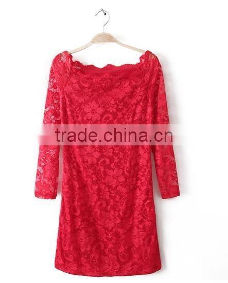 New arrival long sleeve lace dress women tight evening dress 2017