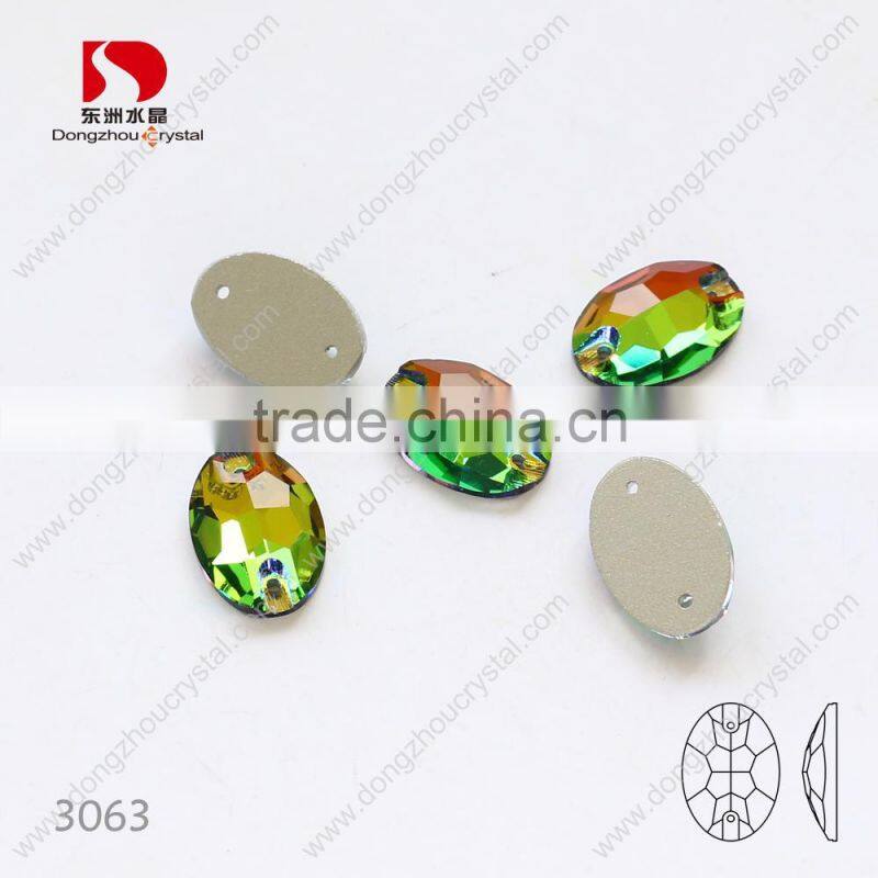 Dongzhou 001VM color oval k5 crystal sew on stones with two holes