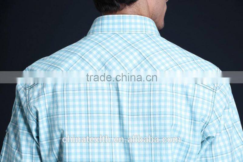 Fashion Short Sleeve Casual Design High Quality 100%Cotton Check Men Shirt