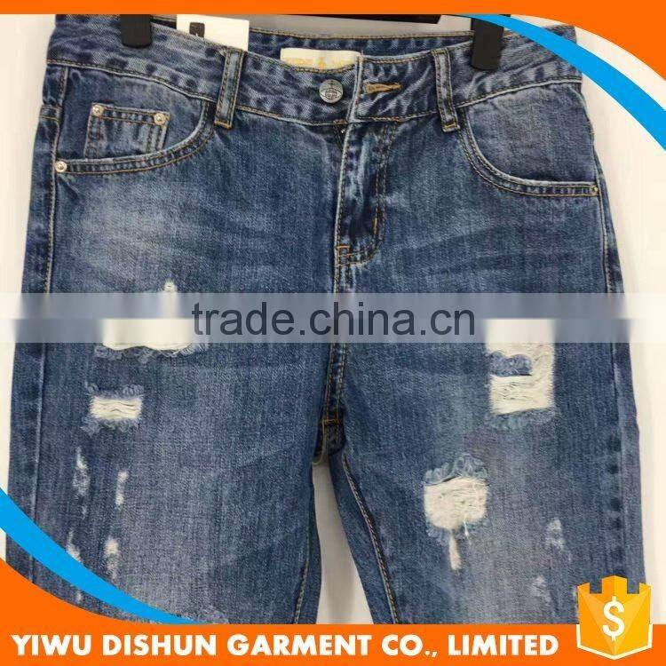Women cotton brand ripped pants jeans