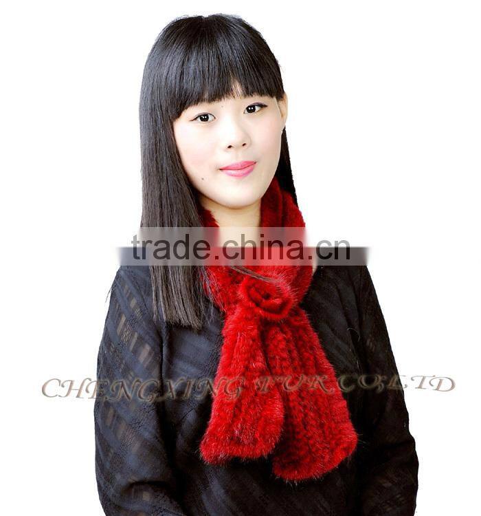 CX-S-82H Best Prices OEM Design Stock Fashion Knitted Mink Fur Ladies Scarf