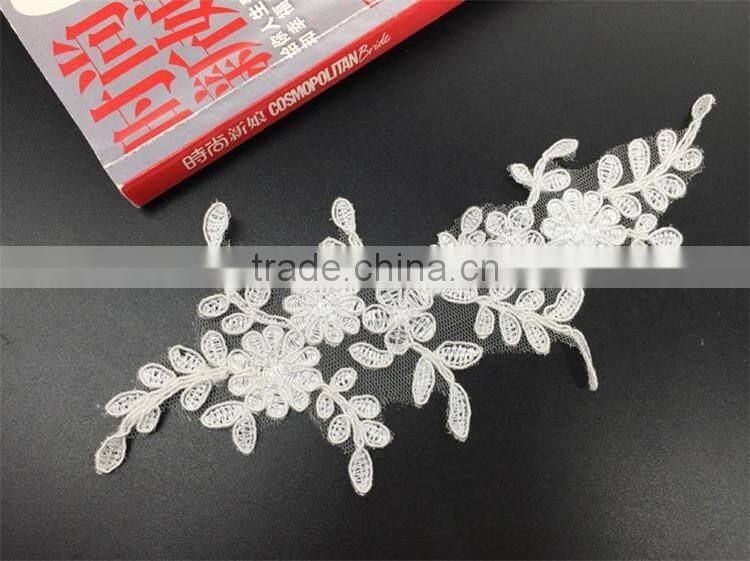 Wholesale exquisite bridal lace applique Embroidery Lace White Applique