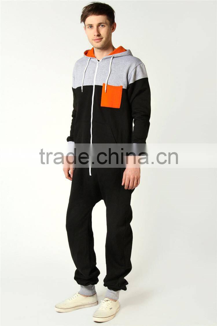 PA0017A block hooded adult 3xl onesie with contrast pocket