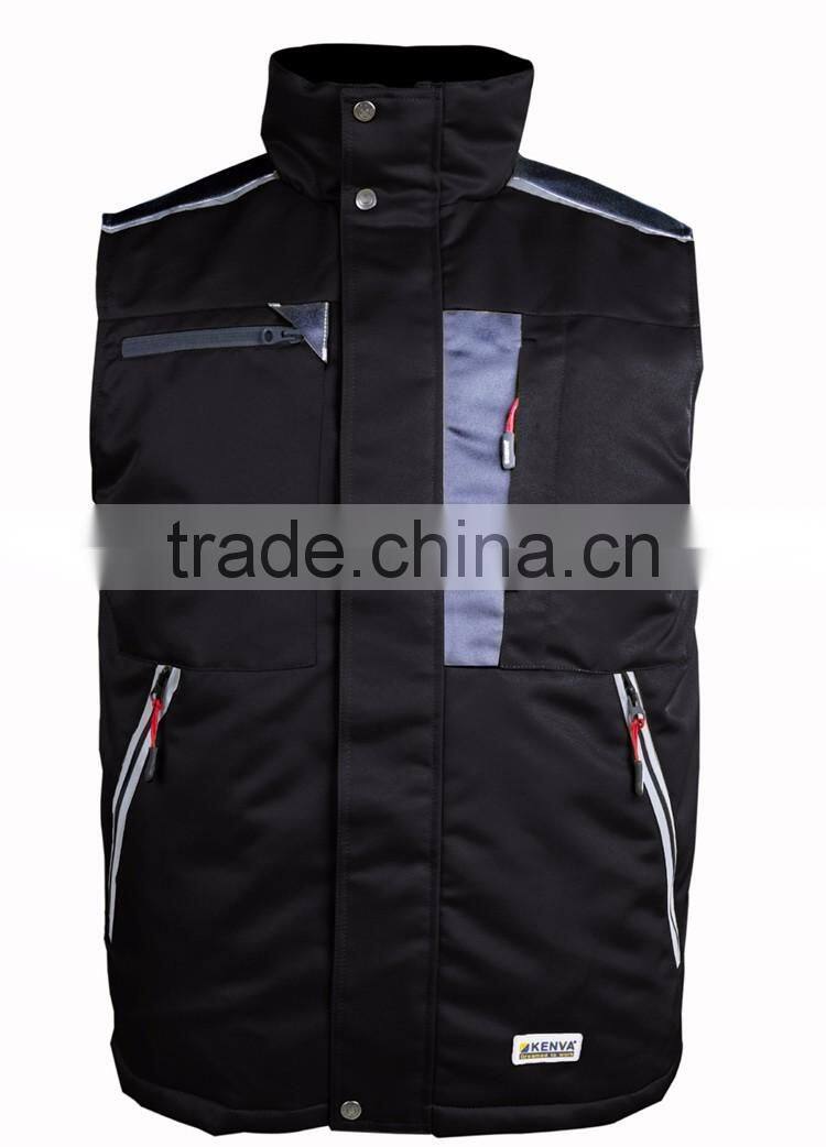 Good quality protective workwear winter bodywarmer men padded waistcoat