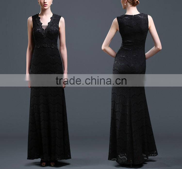 V neck split dresses women sexy lace long maxi designer one piece party dress for evening