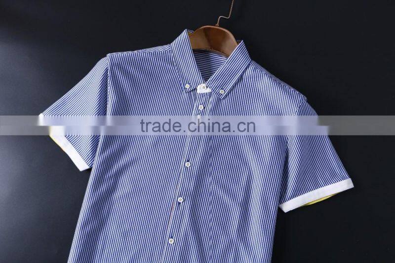 Latest button downs stripe short sleeves summer cotton men shirts