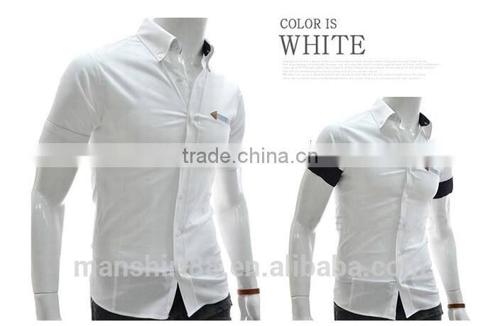 men's Slim Fit solid color short sleeve button downs casual shirt