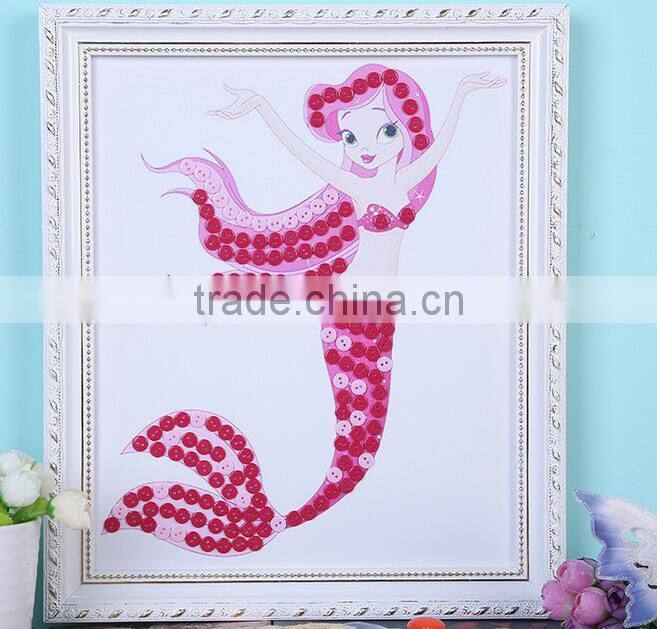 Children diy button picture handmade button stickers craft creative toys for kindergarten kids