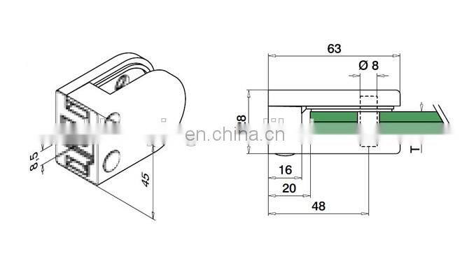 Handrail glass clamp