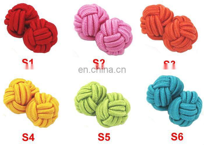 High Quality Multicolor Silk Knot Cufflinks Elastic Cuff links Fabric Cufflinks