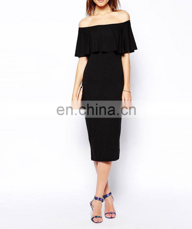 CHEFON Ruffle top midi bodycon dresses