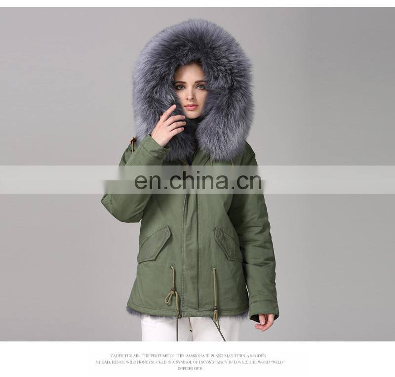 New Collections Winter Fur Coats Fox Army Jacket Women Outwear Parka
