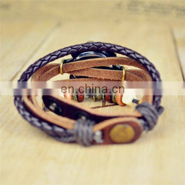 2014 Hottest Sales Leather Retro Wrap wrist Bracelets Lady Watch