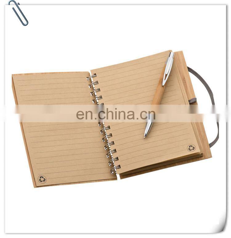 new eco-friendly natural genuine bamboo spiral 70sheets notebook orgnizer set with bamboo ball pen and ruler