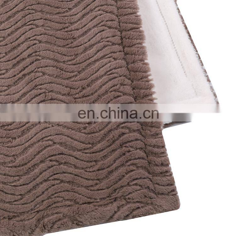High Quality Custom Double Layer Embossed Gray Faux Rabbit Fur Throw Blanket For Winter