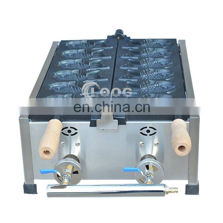 Most Popular 6 pieces Gas Taiyaki Grill Fish Shape Cake Machine in Stock