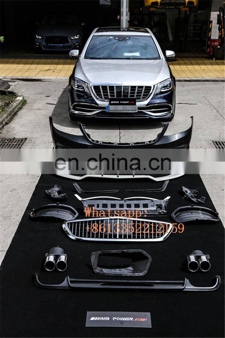 2018year- S class W222 S63/S65 body kit B700 upgrade to B900 front bumper front lip rear diffuser with exhaust tips