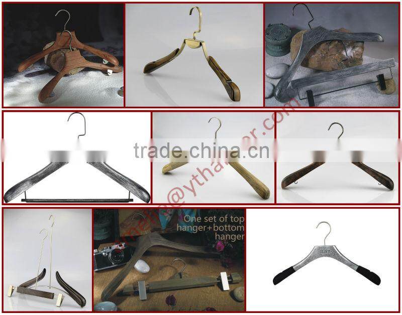 Black wood hangers and pants hanger with custom logo