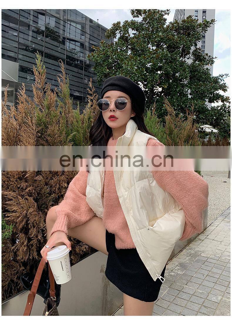 New Arrival Women Down Filled Solid Sleeveless Jacket Custom Winter Down Puffer Vest Short Casual Women's Jackets
