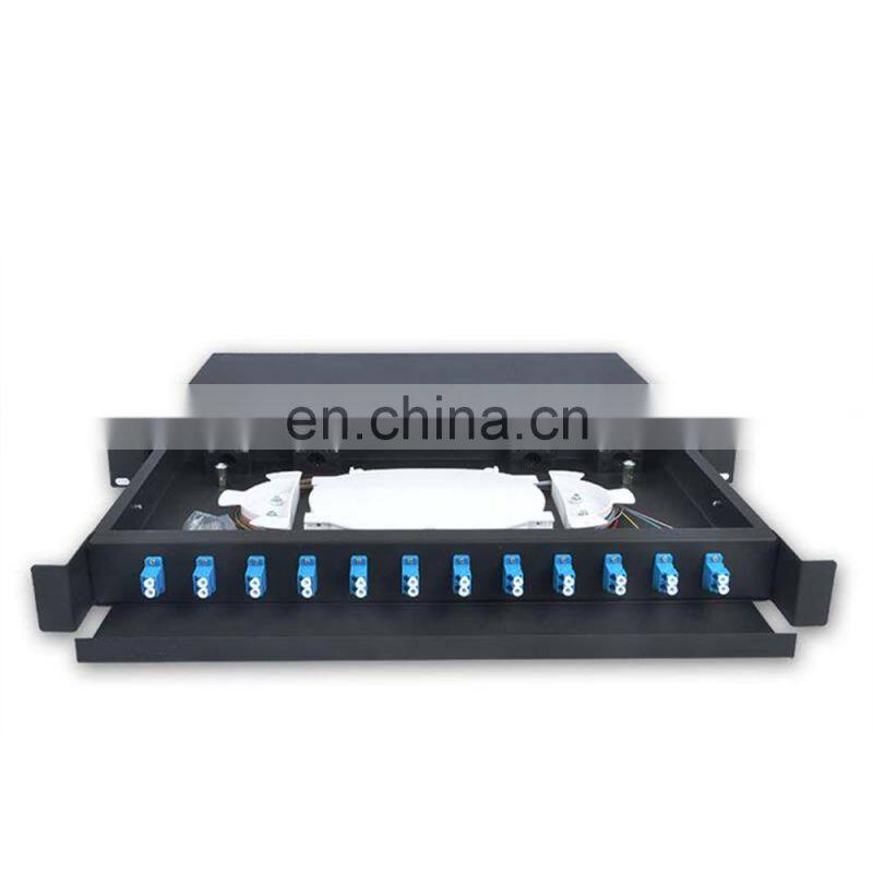 MT-1006-SC High Quality 19" Network Cabinet Mount Type SPCC 1U Fully Loaded 12 24 Core ODF With SC A/PC Adaptor And Pigtails
