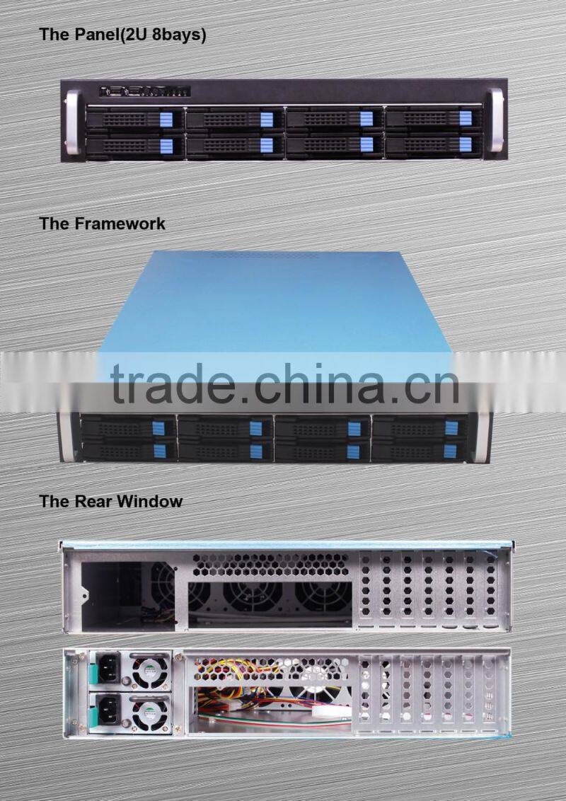 hot sale new 2U 8bays storage server case,rack case, hotswap fanwall rackmount chassis