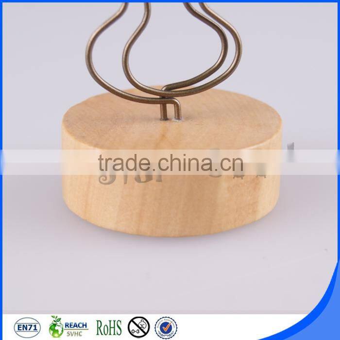 Customized wood base memo clip
