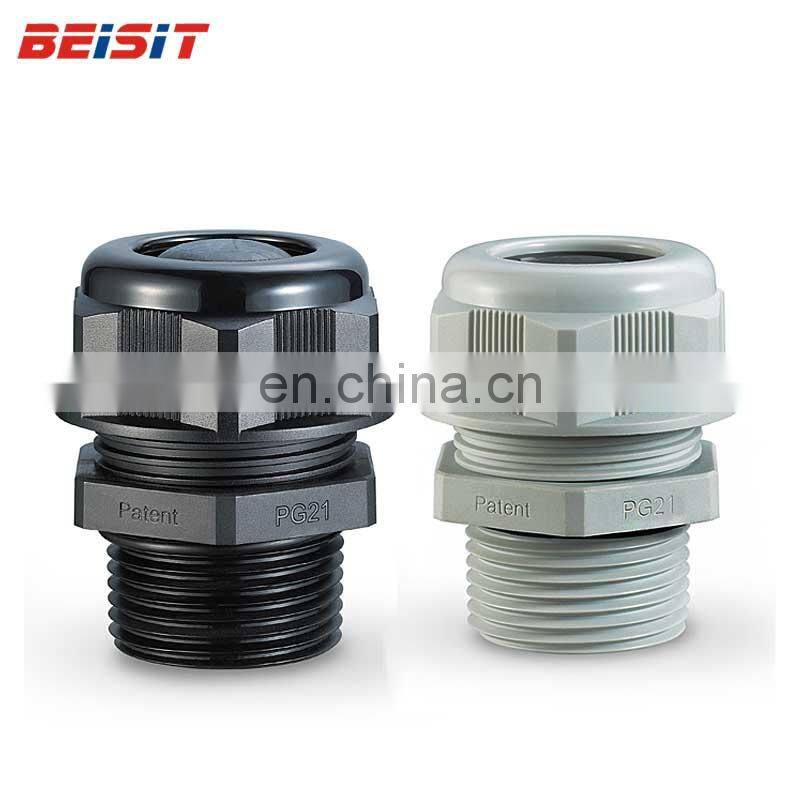 China Manufacturer Beisit Nylon Liquid Tight Cable Gland Connector Cord Grips Metric Long Thread Type