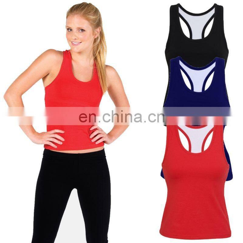 Custom Design Printed Gym fitness yoga Sexy ladies singlets tank top gym one color pure cotton singlet for women girls