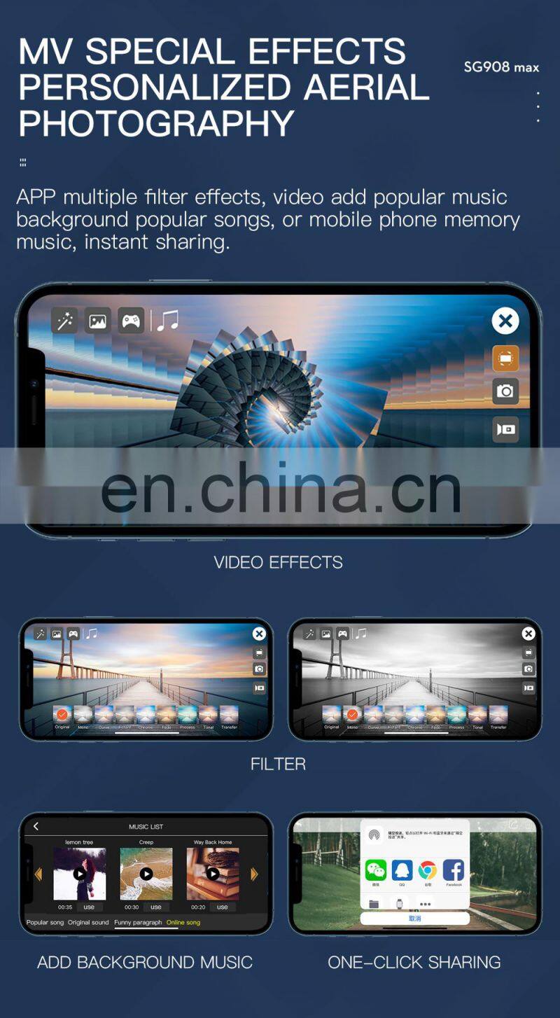 Sg908pro Camera Drone 4k Dual Hd Rc Drone Three -axis Mechanical Radio Control Toys Obstacle Avoidance