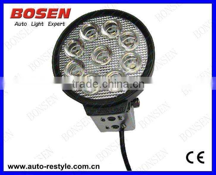 27W LED work light with 9-30V input, used for truck/tractor/heavy-duty/farming/mining 2015 hotsale