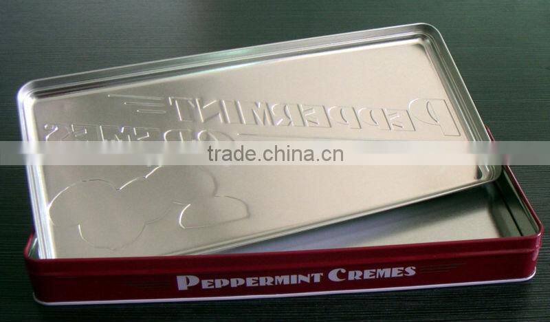 rectangular chocolate tin box